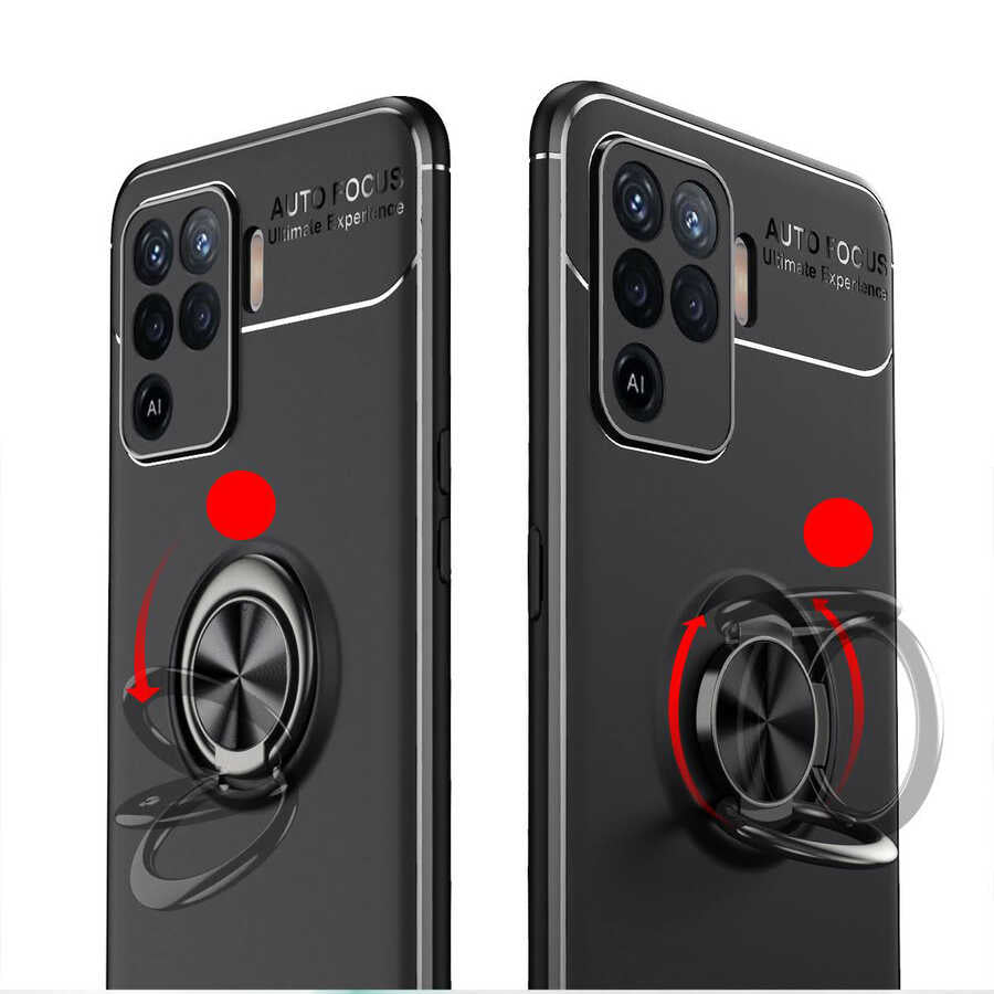 Oppo Reno 5 Lite Kılıf Zore Ravel Silikon Kapak Siyah-Rose Gold