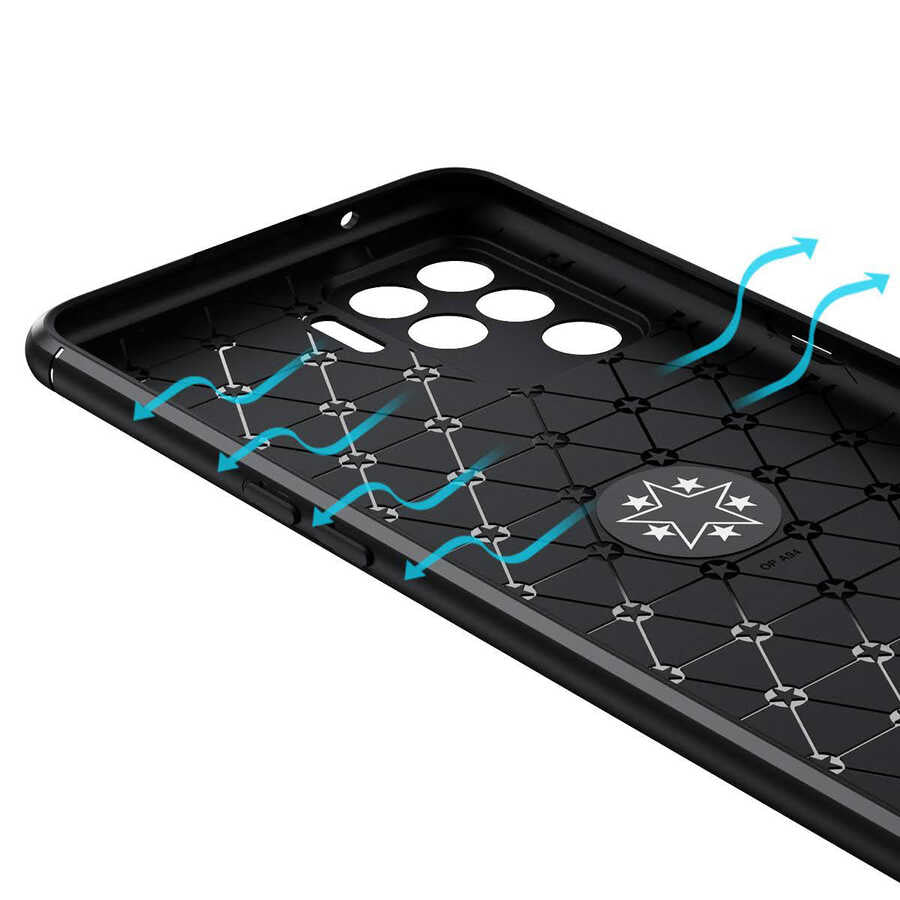 Oppo Reno 5 Lite Kılıf Zore Ravel Silikon Kapak Siyah-Mavi