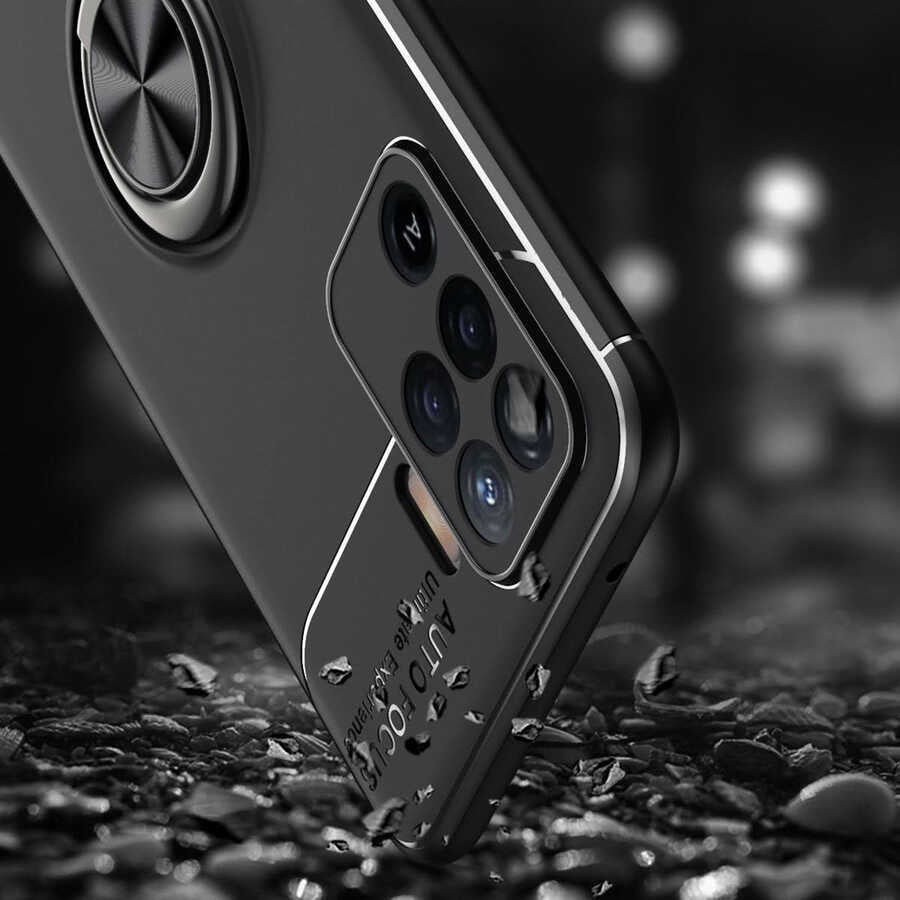 Oppo Reno 5 Lite Kılıf Zore Ravel Silikon Kapak Siyah-Kırmızı