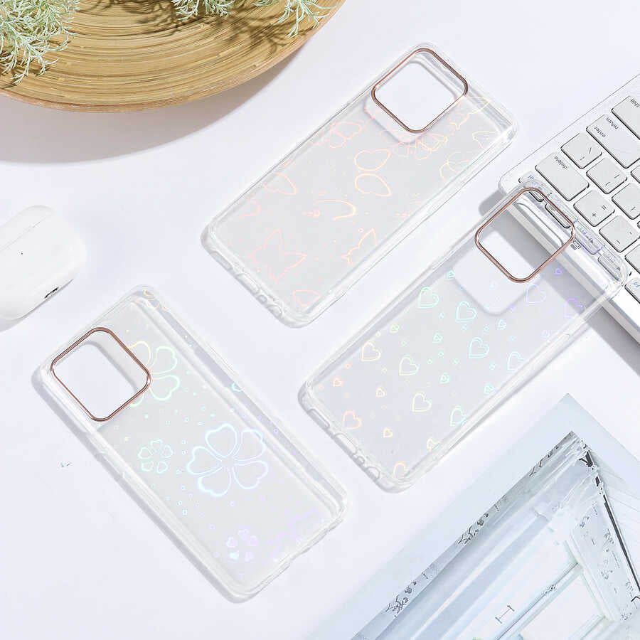 Oppo Reno 5 Lite Kılıf Zore Sidney Desenli Sert Kapak Heart No1