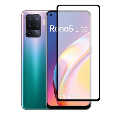 Oppo Reno 5 Lite Zore Kenarları Kırılmaya Dayanıklı Cam Ekran Koruyucu Siyah
