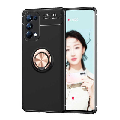 Oppo Reno 5 Pro 5G Kılıf Zore Ravel Silikon Kapak Siyah-Rose Gold