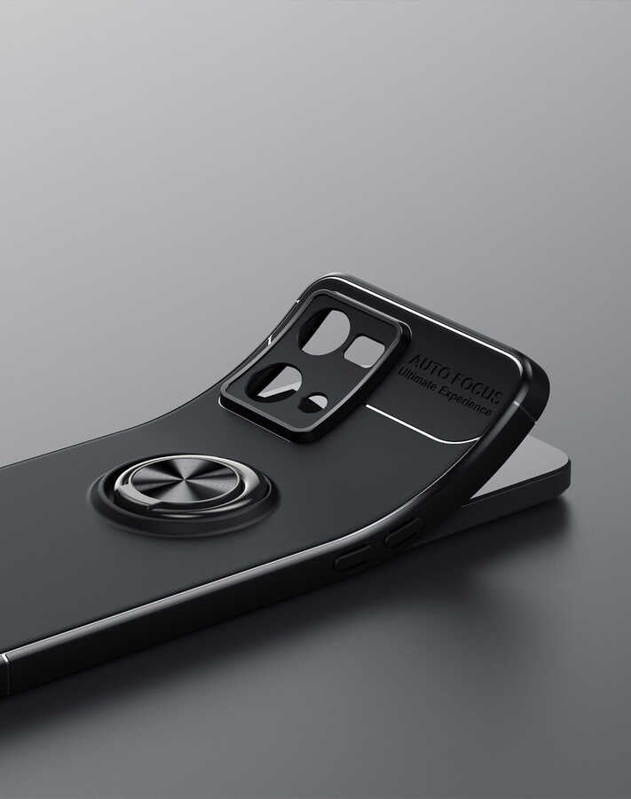 Oppo Reno 7 4G Kılıf Zore Ravel Silikon Kapak Siyah-Mavi