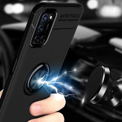 Oppo Reno A52 Kılıf Zore Ravel Silikon Kapak Siyah-Rose Gold