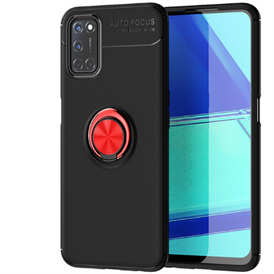 Oppo Reno A52 Kılıf Zore Ravel Silikon Kapak Siyah-Kırmızı