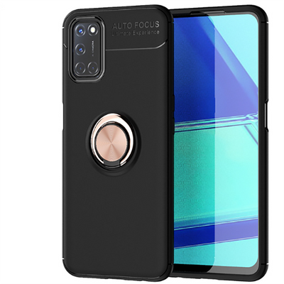 Oppo Reno A52 Kılıf Zore Ravel Silikon Kapak Siyah-Rose Gold