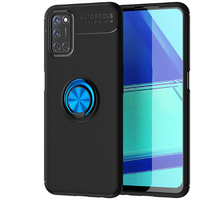Oppo Reno A52 Kılıf Zore Ravel Silikon Kapak Siyah-Mavi