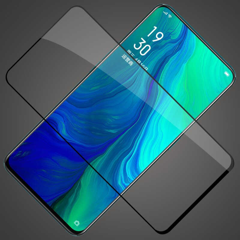 Oppo Reno Zore Kenarları Kırılmaya Dayanıklı Cam Ekran Koruyucu Siyah