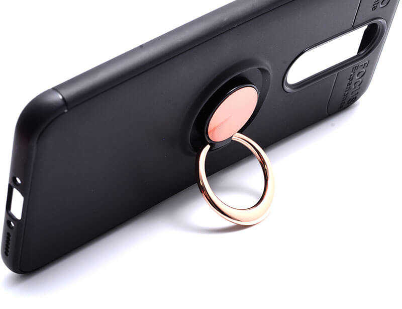 Oppo RX17 Pro Kılıf Zore Ravel Silikon Kapak Siyah-Rose Gold