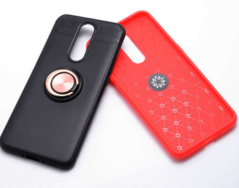 Oppo RX17 Pro Kılıf Zore Ravel Silikon Kapak Siyah-Rose Gold