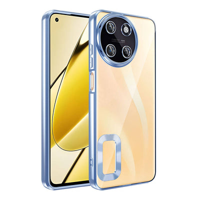 Realme 11 4G Kılıf Kamera Korumalı Logo Gösteren Zore Omega Kapak Gümüş