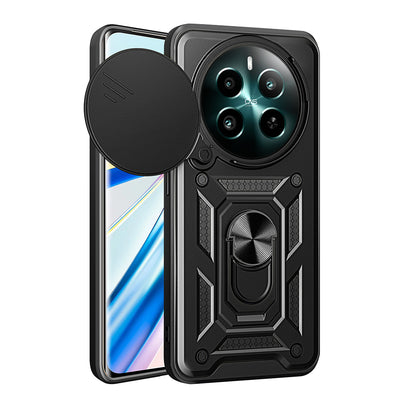 Realme 12 Kılıf Magnetik Standlı Kamera Korumalı Zore Sürgülü Vega Kapak Mavi