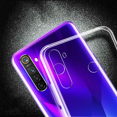 Realme 5 Pro Kılıf Zore Süper Silikon Kapak Renksiz