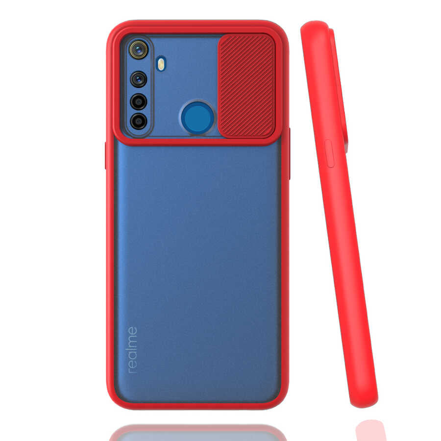Realme 5İ Kılıf Zore Lensi Kapak Kırmızı