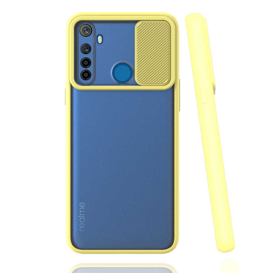Realme 5İ Kılıf Zore Lensi Kapak Sarı