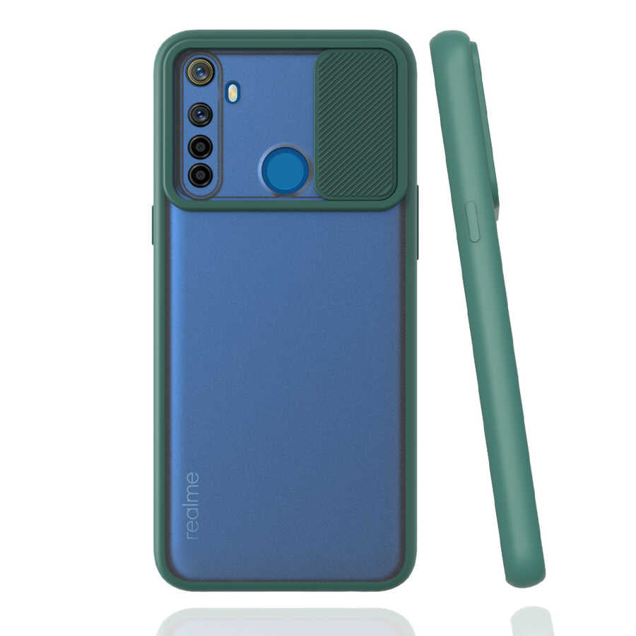Realme 5İ Kılıf Zore Lensi Kapak Koyu Yeşil