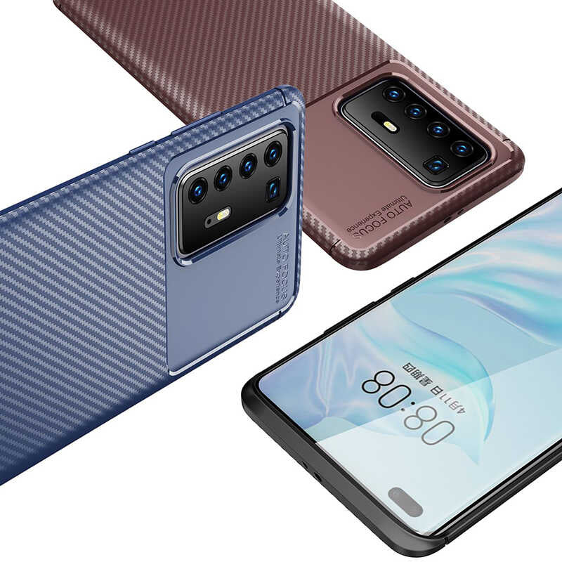 Huawei P40 Pro Kılıf Zore Negro Silikon Kapak Kahverengi