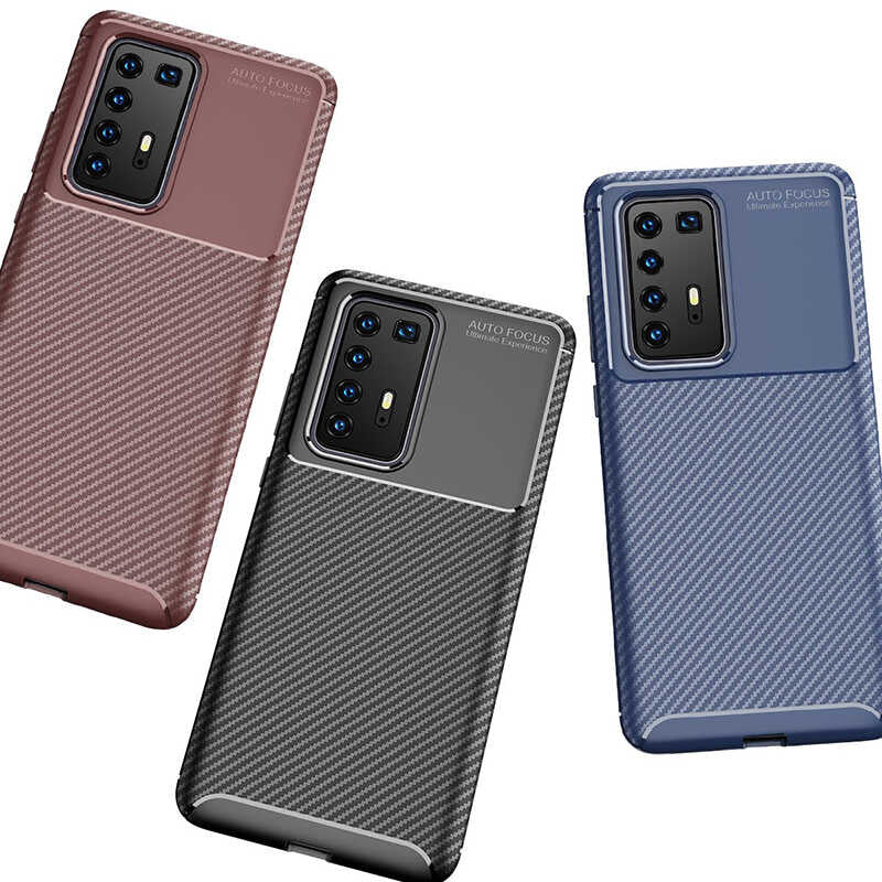 Huawei P40 Pro Kılıf Zore Negro Silikon Kapak Kahverengi