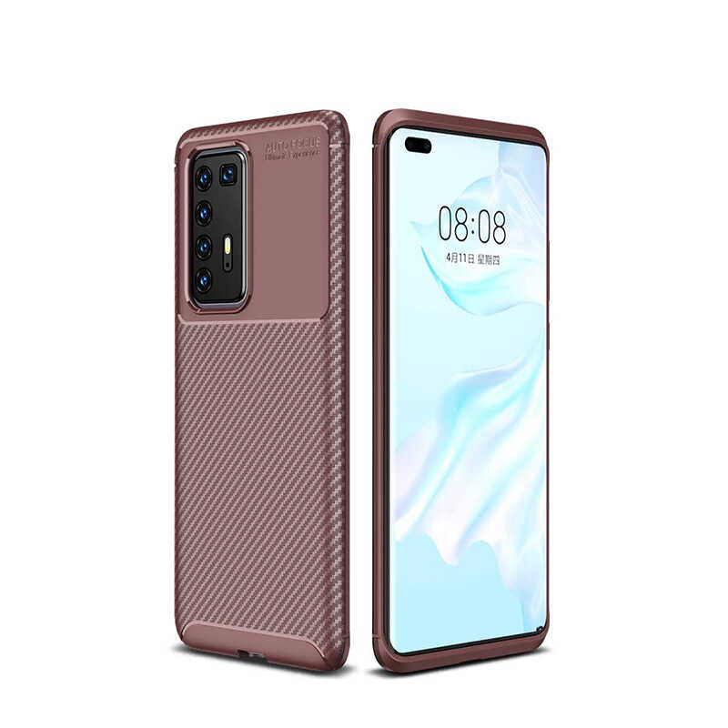 Huawei P40 Pro Kılıf Zore Negro Silikon Kapak Kahverengi
