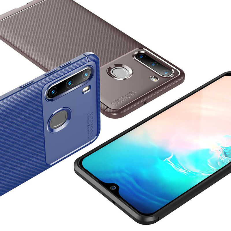 Galaxy A21 Kılıf Zore Negro Silikon Kapak Kahverengi