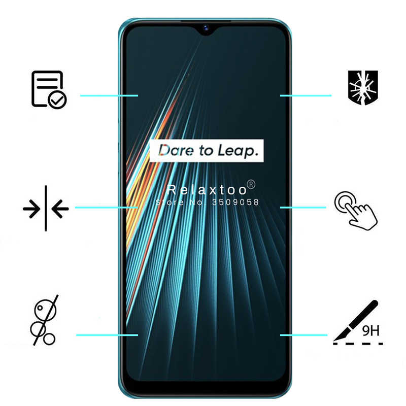 Realme 5İ Zore Kenarları Kırılmaya Dayanıklı Cam Ekran Koruyucu Siyah