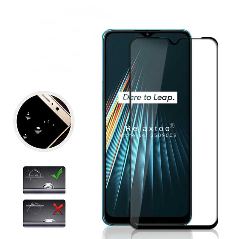Realme 5İ Zore Kenarları Kırılmaya Dayanıklı Cam Ekran Koruyucu Siyah