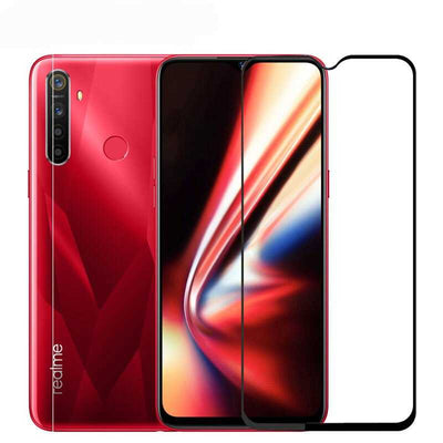 Realme 5İ Zore Kenarları Kırılmaya Dayanıklı Cam Ekran Koruyucu Siyah
