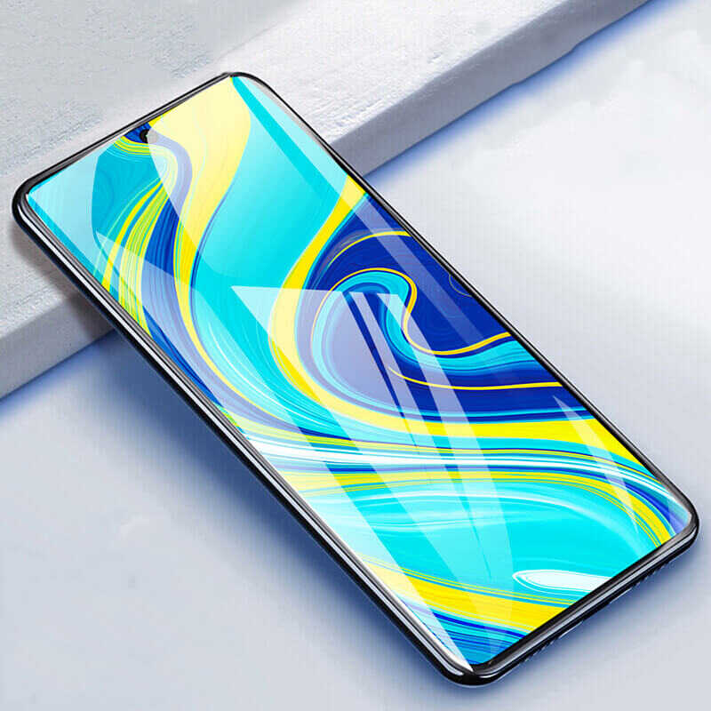 Xiaomi Redmi Note 9S Zore Kenarları Kırılmaya Dayanıklı Cam Ekran Koruyucu Siyah