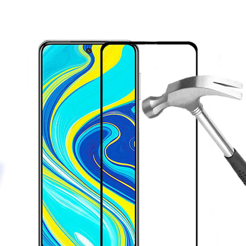 Xiaomi Redmi Note 9S Zore Kenarları Kırılmaya Dayanıklı Cam Ekran Koruyucu Siyah