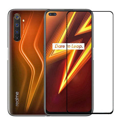 Realme 6 Pro Zore Kenarları Kırılmaya Dayanıklı Cam Ekran Koruyucu Siyah