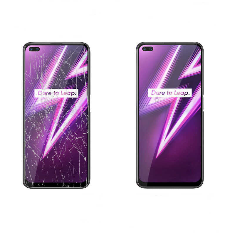 Realme 6 Pro Zore Kenarları Kırılmaya Dayanıklı Cam Ekran Koruyucu Siyah