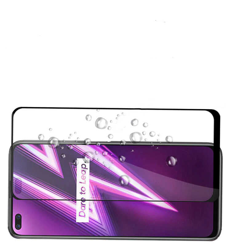 Realme 6 Pro Zore Kenarları Kırılmaya Dayanıklı Cam Ekran Koruyucu Siyah