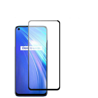 Realme 6 Zore Kenarları Kırılmaya Dayanıklı Cam Ekran Koruyucu Siyah