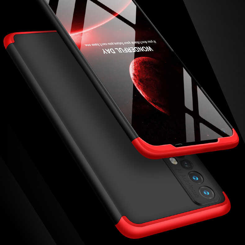 Realme 7 Kılıf Zore Ays Kapak Siyah-Kırmızı