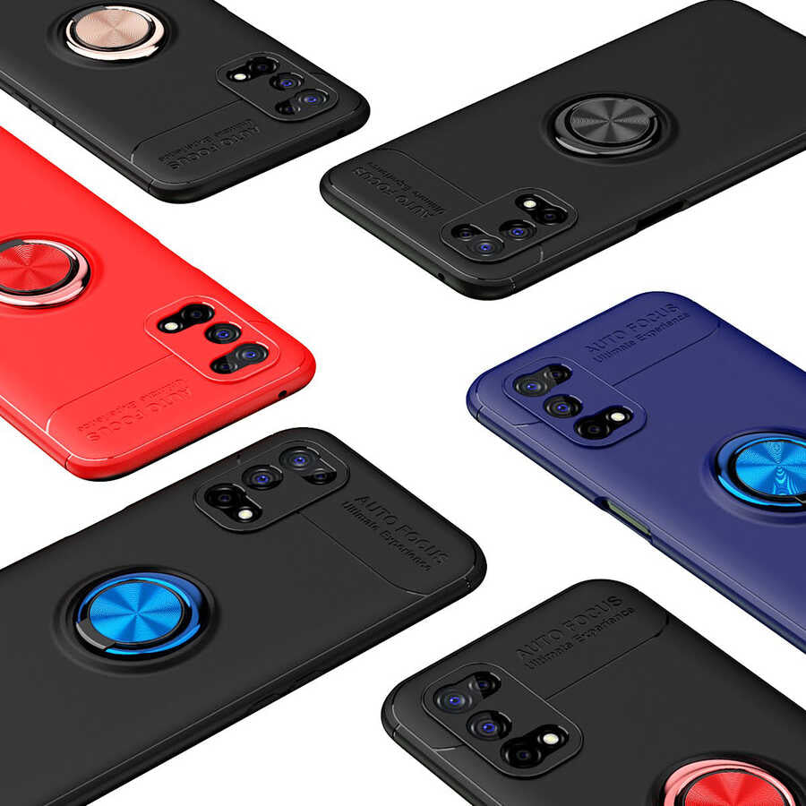 Realme 7 Pro Kılıf Zore Ravel Silikon Kapak Siyah-Rose Gold