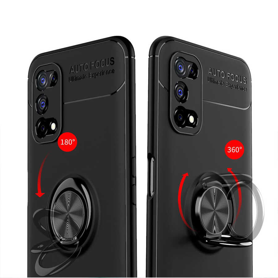 Realme 7 Pro Kılıf Zore Ravel Silikon Kapak Siyah-Mavi