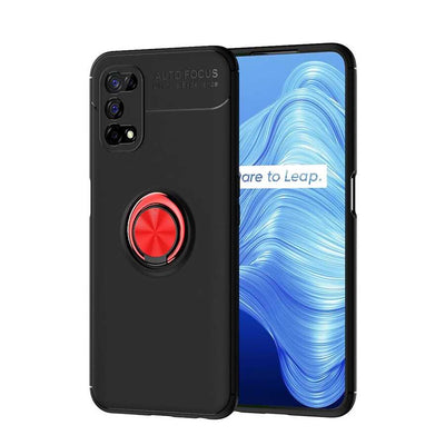 Realme 7 Pro Kılıf Zore Ravel Silikon Kapak Siyah-Kırmızı