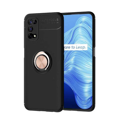 Realme 7 Pro Kılıf Zore Ravel Silikon Kapak Siyah-Rose Gold