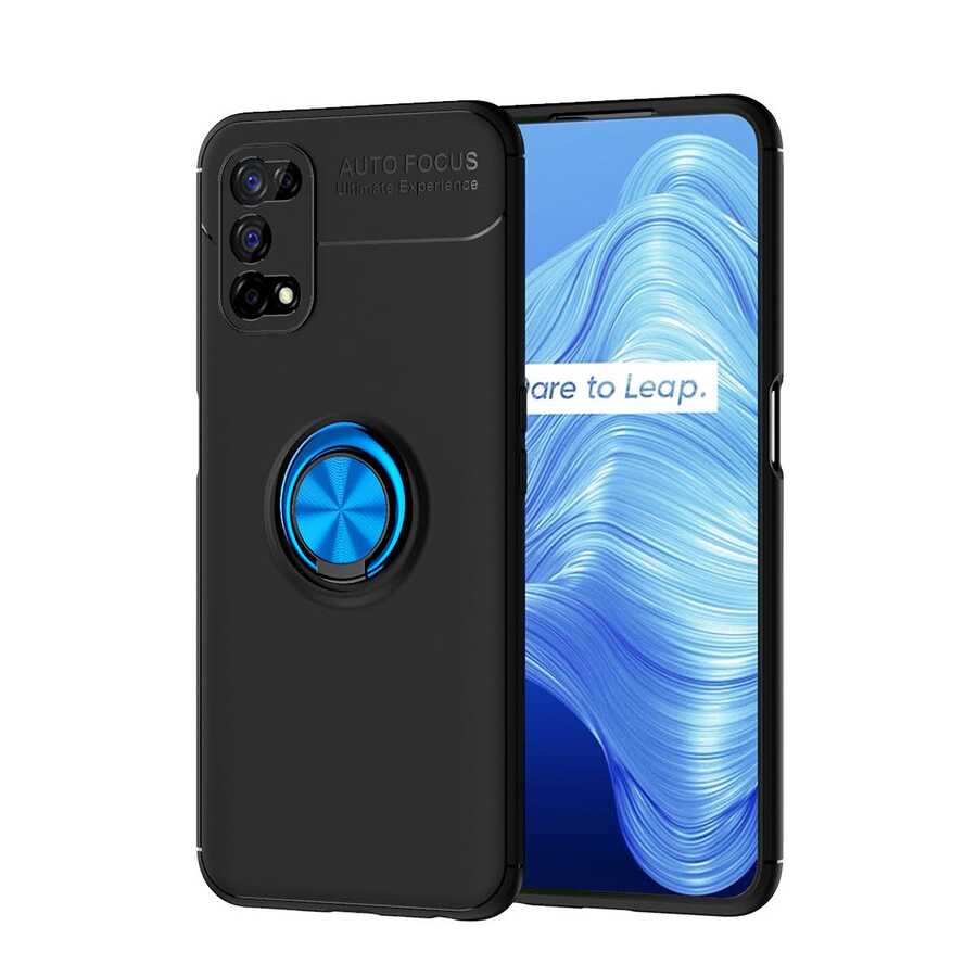 Realme 7 Pro Kılıf Zore Ravel Silikon Kapak Siyah-Mavi