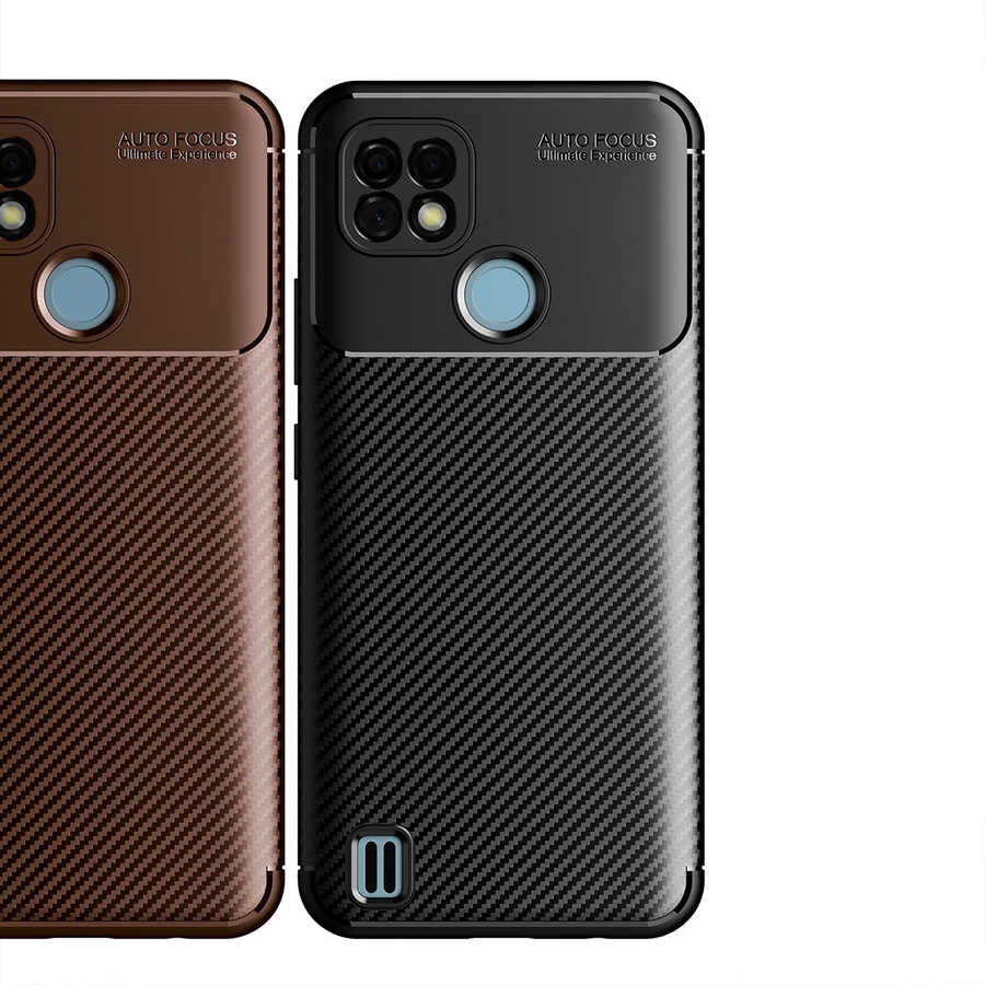 Realme C21 Kılıf Zore Negro Silikon Kapak Kahverengi