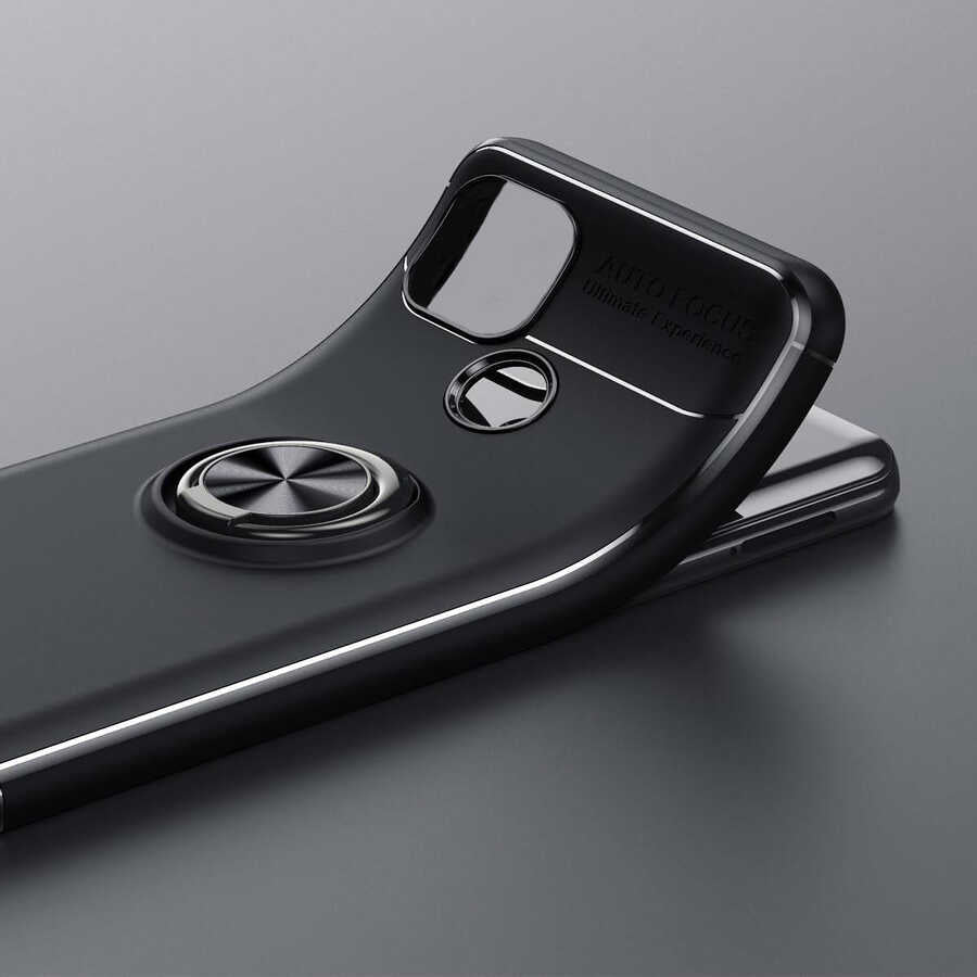 Realme C21 Kılıf Zore Ravel Silikon Kapak Siyah-Rose Gold