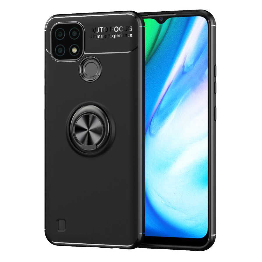 Realme C21 Kılıf Zore Ravel Silikon Kapak Siyah