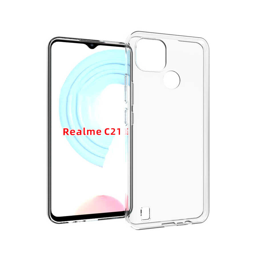 Realme C21 Kılıf Zore Süper Silikon Kapak Renksiz