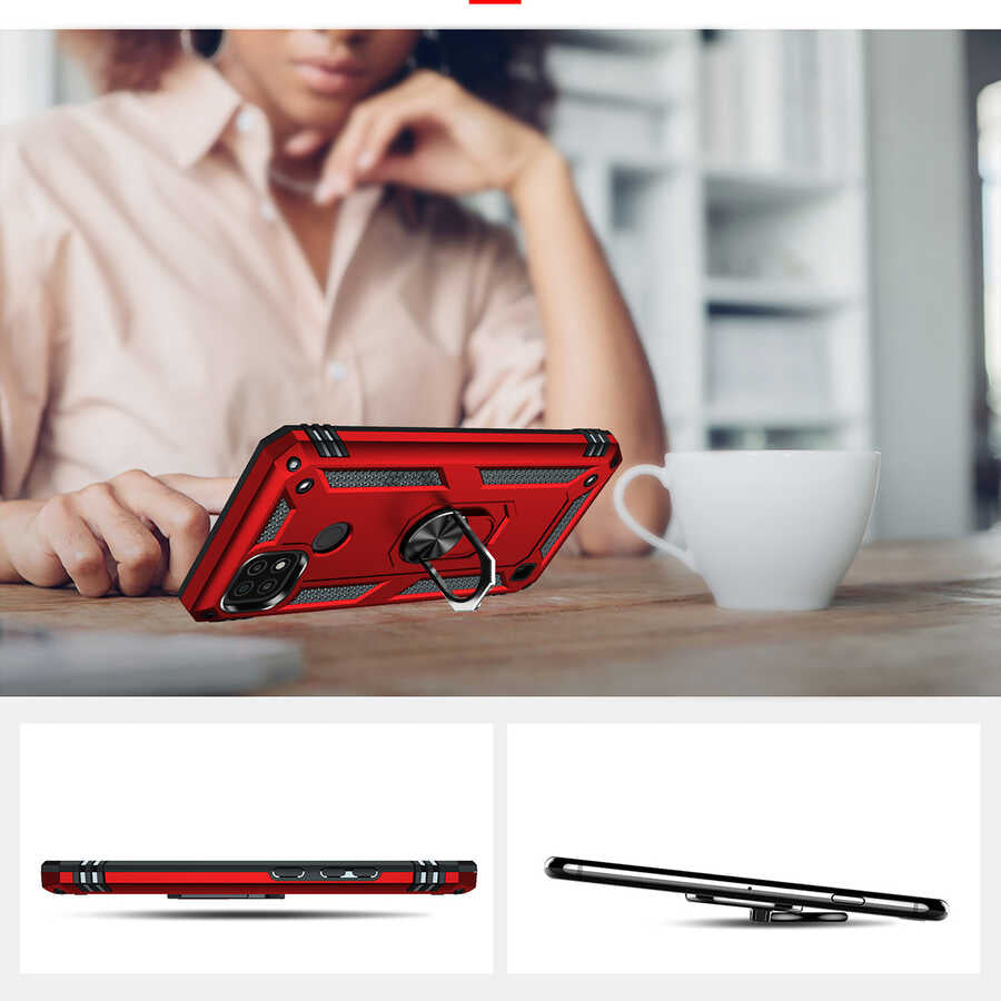 Realme C21 Kılıf Zore Vega Kapak Kırmızı