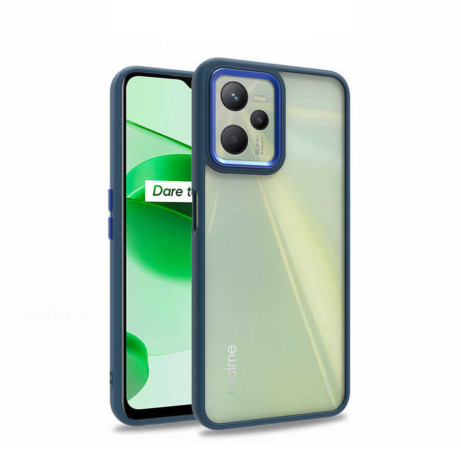 Realme C35 Kılıf Zore Flora Kapak Mavi