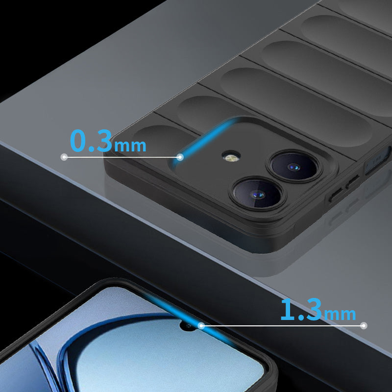 Realme C63 Kılıf Esnek TPU Oyuklu Arka Yüzey Tasarımlı Zore Etnik Silikon Kapak Lacivert