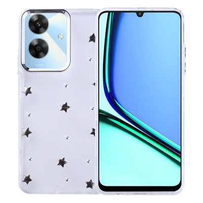 Realme Note 60 Kılıf Airbag Tasarımlı Simli Şeffaf Zore Kutup Kapak Yıldız