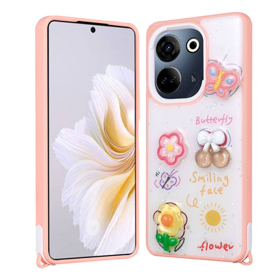 Tecno Camon 20 Kılıf Parlayan Simli Kabartma Figürlü Zore Cevze Kapak Yeşil