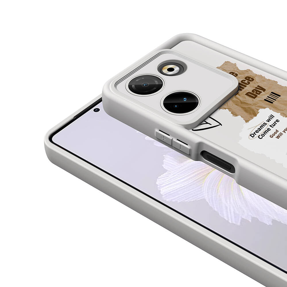 Tecno Camon 20 Pro 4G Kılıf Kamera Korumalı Baskılı Arka Yüzey Zore Klas Kapak Koyu Kahve