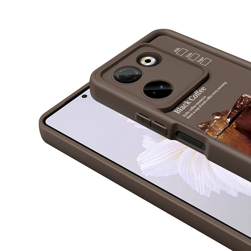 Tecno Camon 20 Pro 4G Kılıf Kamera Korumalı Baskılı Arka Yüzey Zore Klas Kapak Açık Kahve